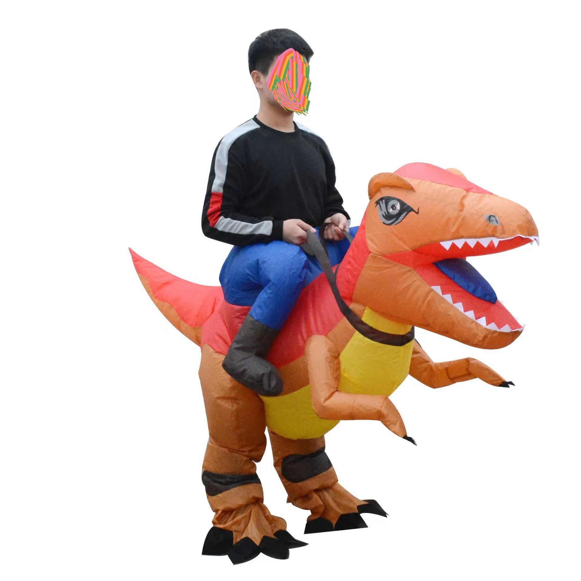 Estilo explosivo transfronterizo, novedad, creatividad, fiesta navideña, personalidad esencial, creatividad, traje inflable de dinosaurio de conducción llamativo