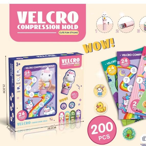 귀여운 토끼 스티커 200개 + 대형 그림책 (영문 포장)