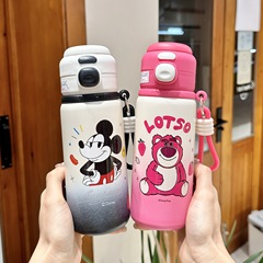 ストロベリーベア子供用魔法瓶カップ 316 ステンレス鋼学校特別なダブルドリンクカップかわいい学生ポータブルストローカップ