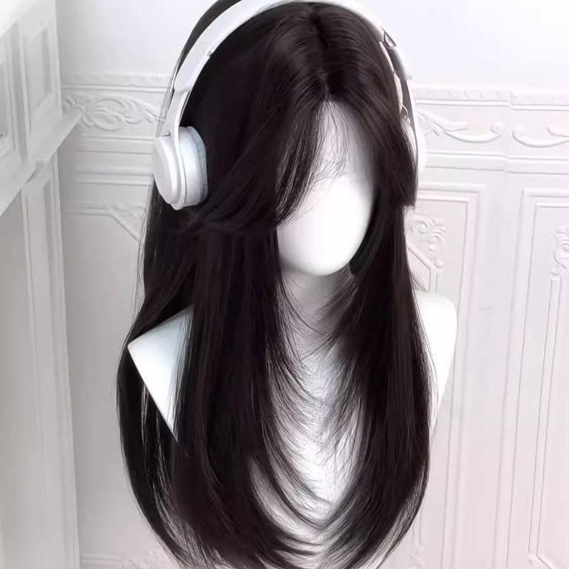 【青春女高】假发高层次中分长直发黑茶色Lolita日系学生jk全头套|undefined