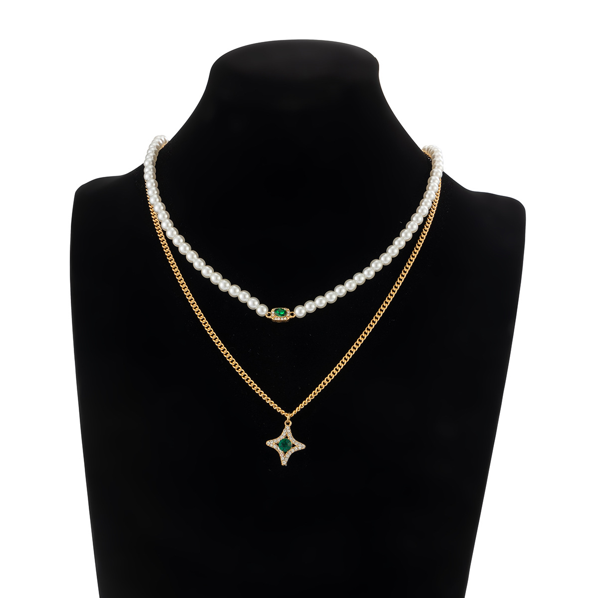 Gioielli talismano di protezione, gioielli transfrontalieri europei e americani, set di catene da uomo con perle extra dense, collana di alta gamma in stile hip-hop alla moda_voghion.com