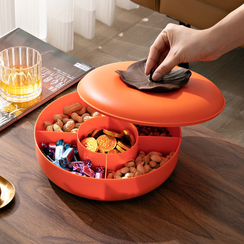 Persimmon Ruyi Fruit Box Living Room Coffee Table Nut Candy Nut Compartment Plate Melon Seed Plate Chinese Household Plate