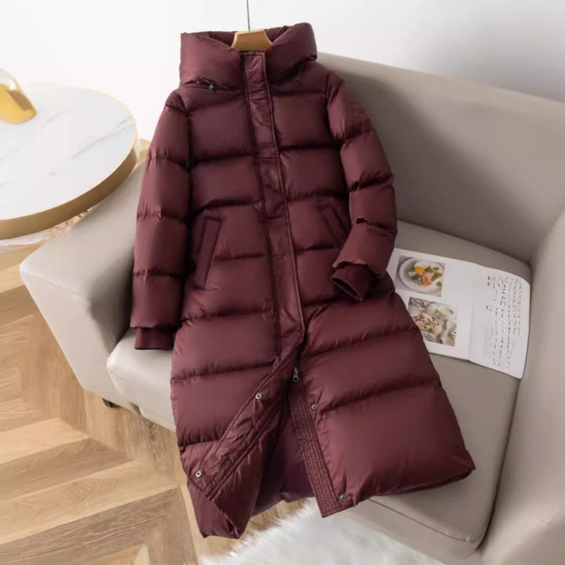 Big Sale Artemisia 90 Goose down Jacket Women's Long Knee-Length Thickeneded down Jacket Hooded Women's Mother's Style 2024 Winter 086