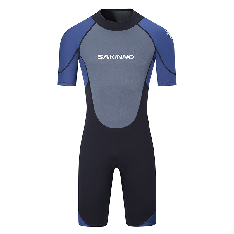 One-piece wetsuit for men, warm and cold-proof, sun protection, short-sleeved wetsuit, swimming, motorcycle surfing, snorkeling instructor swimsuit