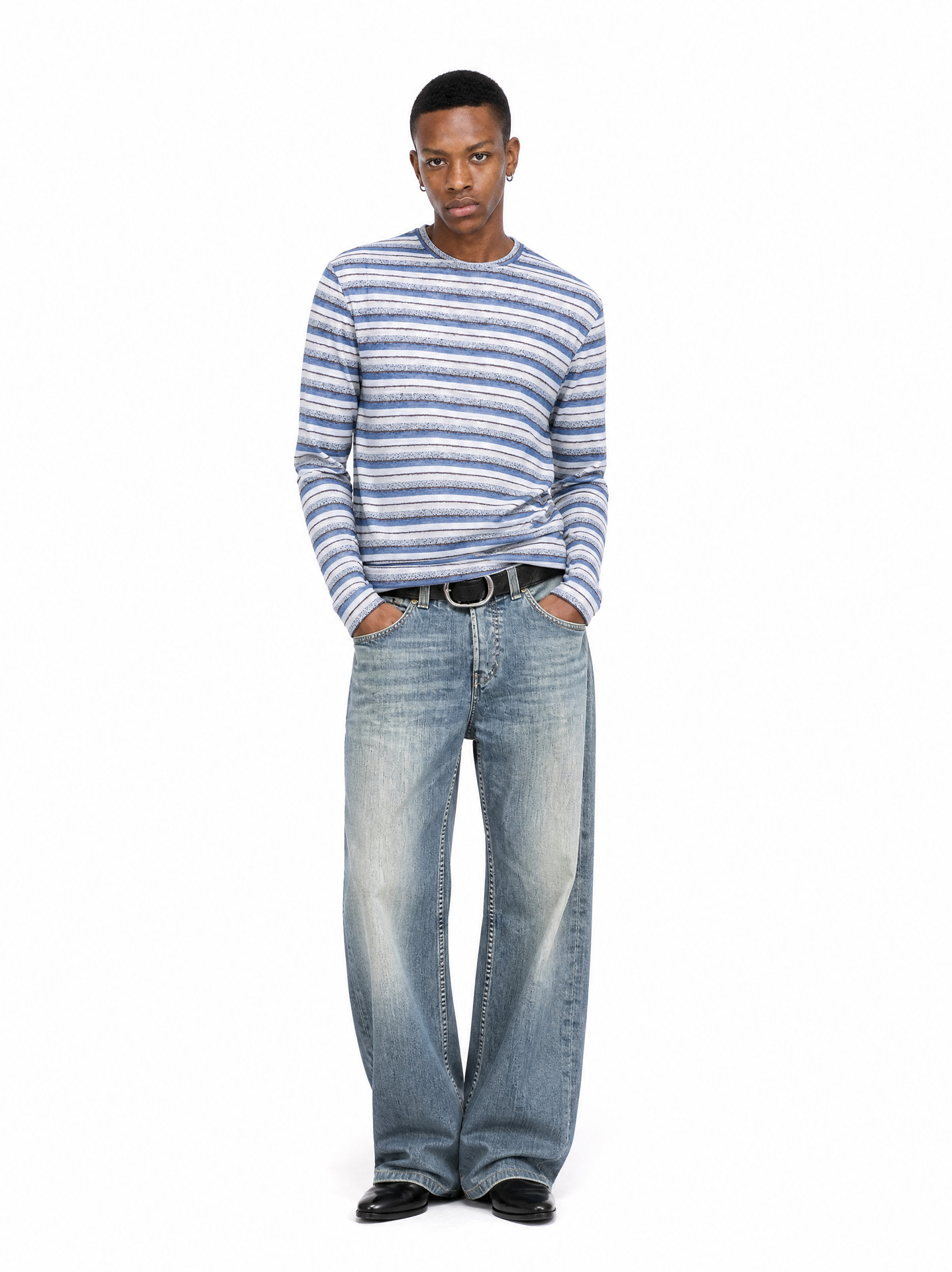 MADEEXTREME 180g Striped Drop-Shoulder Long-Sleeve Tee