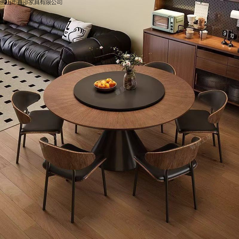 Mesa de comedor de madera sólida retrógrada francesa estilo antiguo casero estilo medieval pequeño tipo de casa mesa redonda de nuez mesa giratoria combinación de mesa de comedor