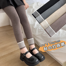 童裤春秋季新款儿童打底裤韩版脚口条纹九分女童连裤袜宝宝长裤子