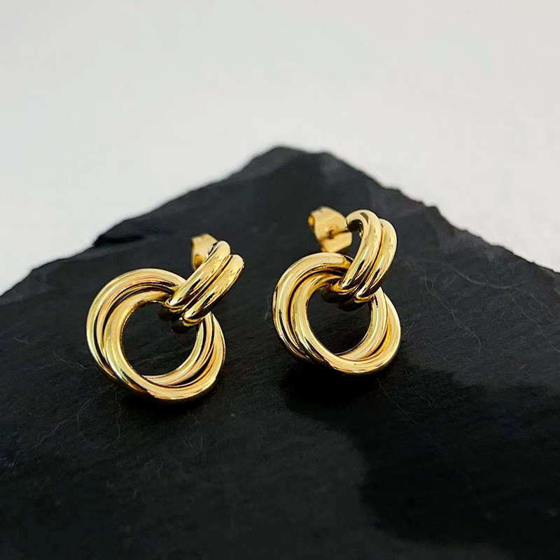 1 Pair Simple Style Classic Style Solid Color Plating Titanium Steel Ear Studs display picture 3