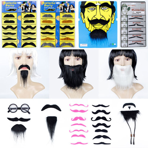 Halloween Fake Beard Props for Costume Parties & Performances: Big Black Imitation Goatee, Elderly-Style Mustache