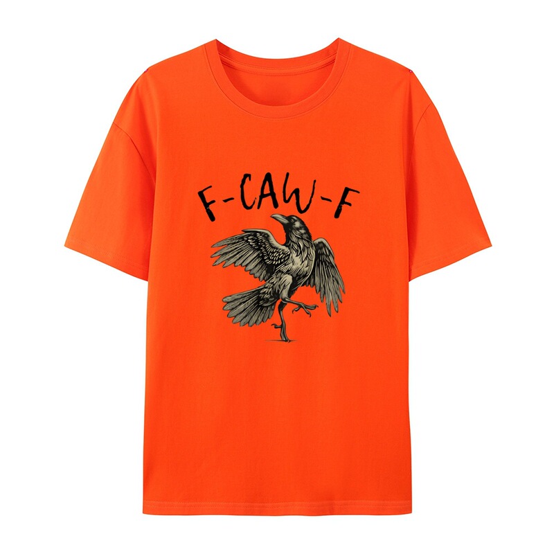 跨境新款有趣的乌鸦印花F-Caw-F运动纯棉T恤男女同款|undefined