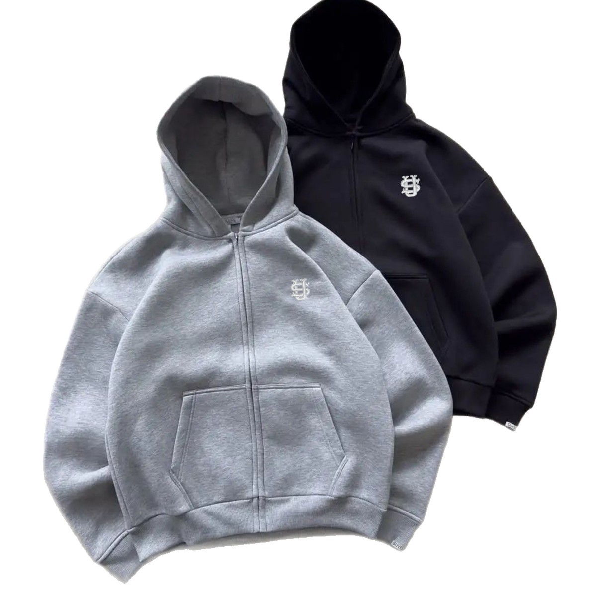 Roupa masculina outono/inverno: terno masculino moderno com capuz, bordado de letras e estampa a quente, estilo esportivo, casual e confortável._voghion.com