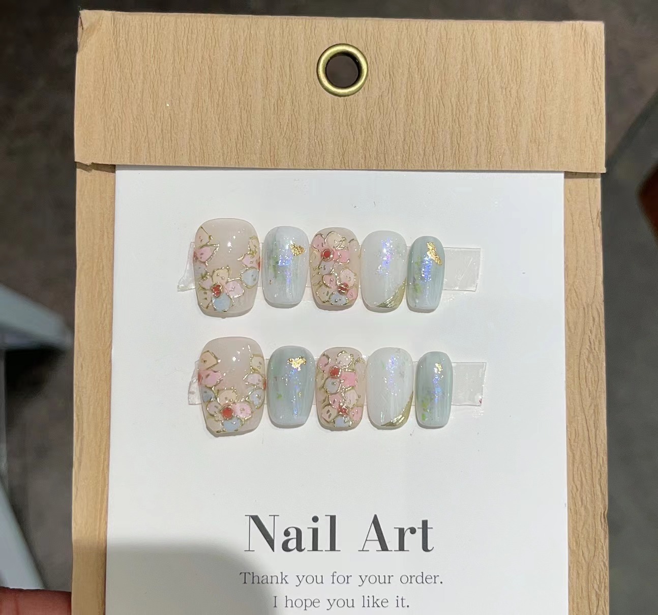 Flores originales como brocado esmalte espejo mágico pequeña flor pura fototerapia hecha a mano desgaste uñas al por mayor pegatinas de uñas desmontables