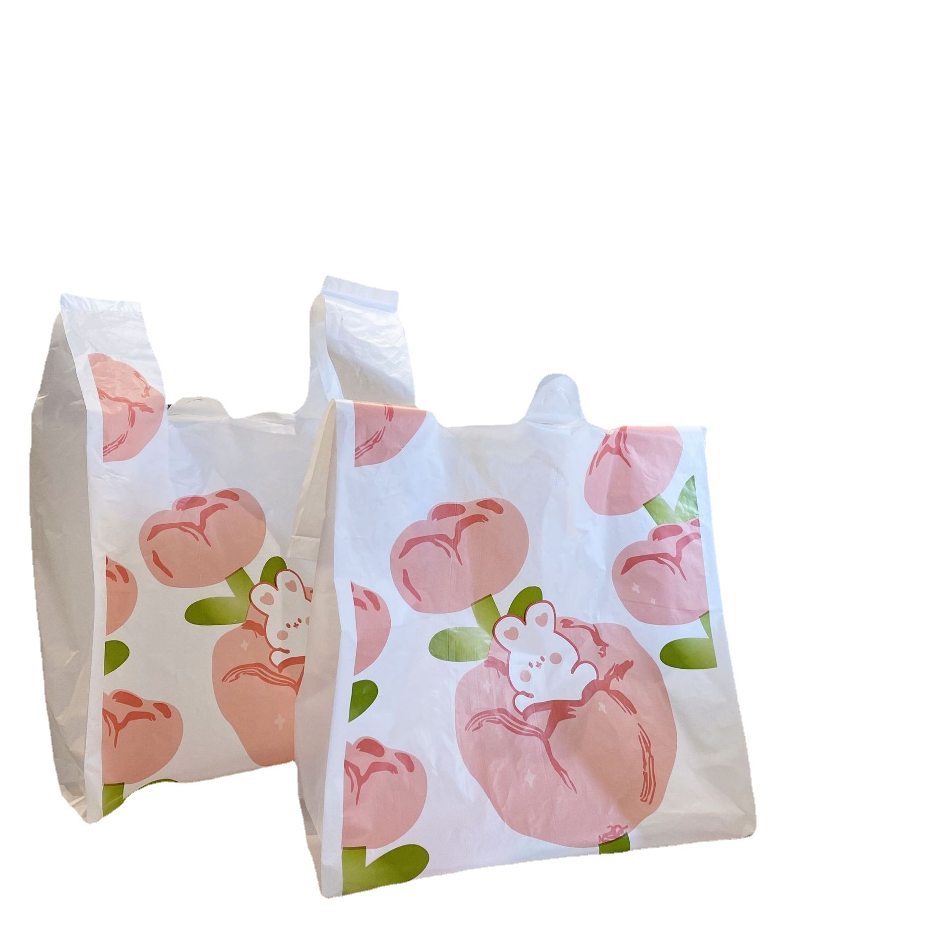 Blanco lechoso tulipán chaleco bolsa de hielo en polvo postre bolsa de plástico merienda para llevar bolsa de embalaje para hornear ensalada compras