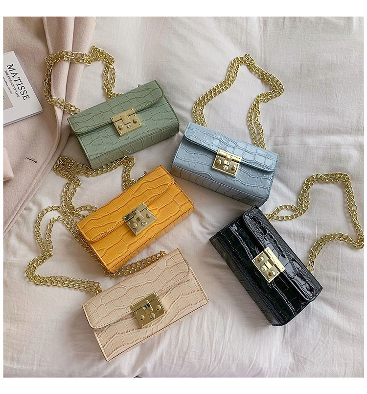 2022 New Fashion Stone Pattern Western Style Metal Loose Buckle Small Square Bag Retro Candy Color Chain Shoulder Messenger Bag display picture 10