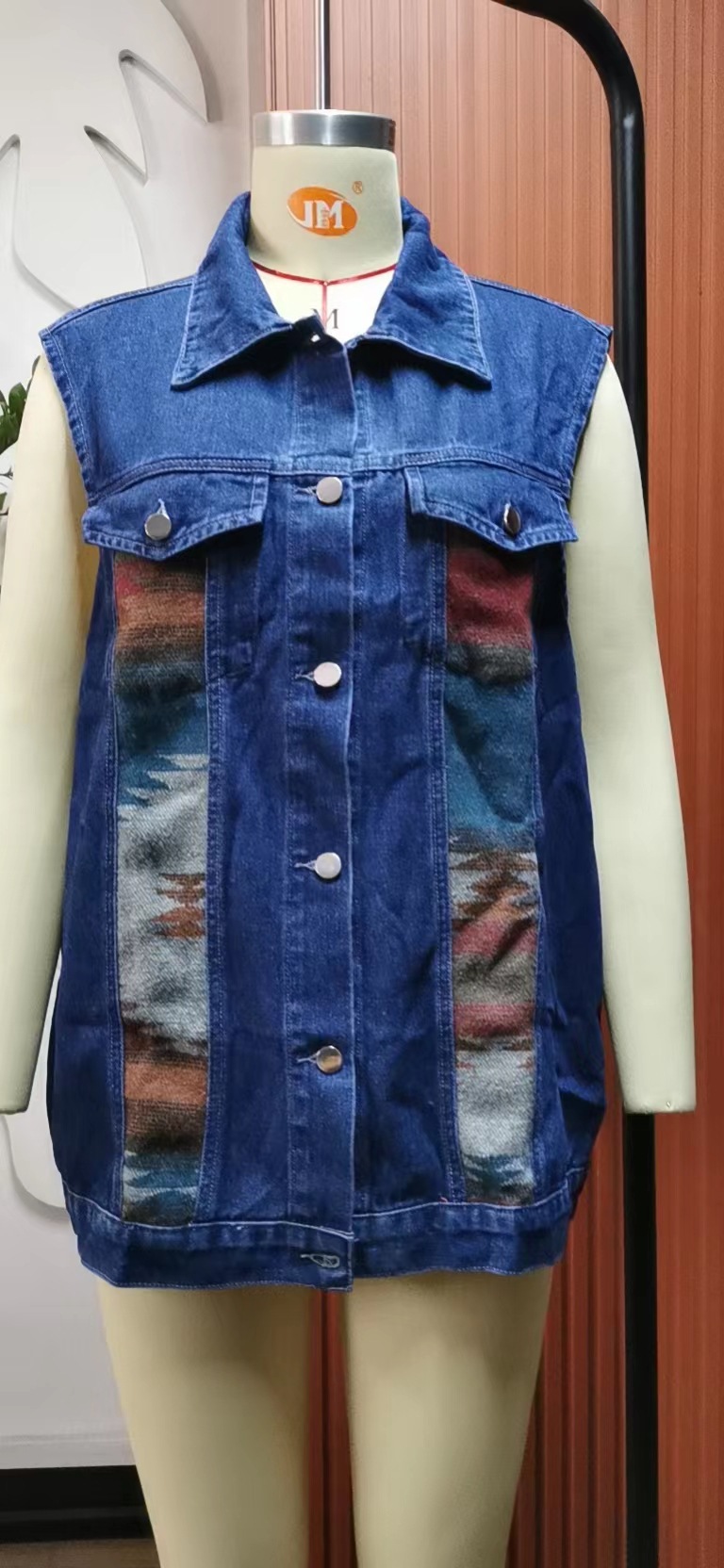 Women's Colorblock Button-Up Denim Vest – Slim Streetwear Layer image 8
