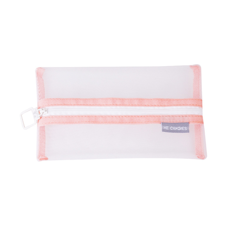 심플 투명 메쉬 연필 가방 색상 매칭 메쉬 다기능 나일론 보관 가방 학생 대용량 문구 가방 투명