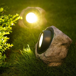 Solar simulation stone lamp lawn lamp wiring-free light tree two-color light spotlight outdoor courtyard garden decoration