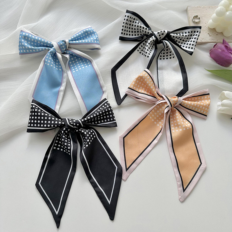 De gama alta simple bufanda de seda luz estilo de lujo banda de pelo arco lunares cinta moda todo-partido pequeño regalo