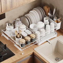 定制单层伸缩碗碟架亚马逊多功能新品碗架子水槽旁餐具碗筷沥水架