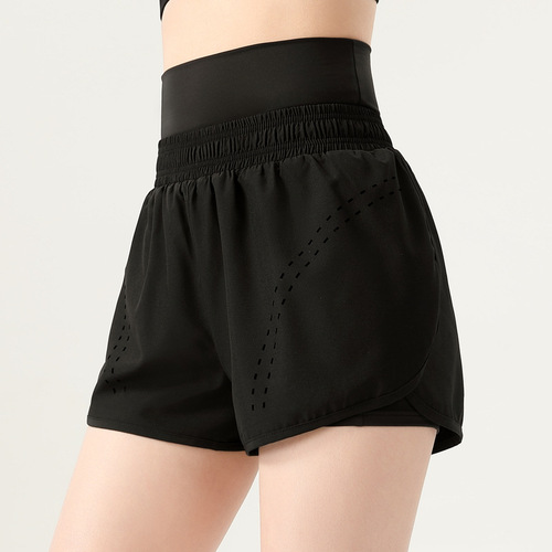 Women's sports shorts, anti-exposure, casual high-waisted yoga pants for outer wear, quick-drying tight fitness pants, European and American cross-border