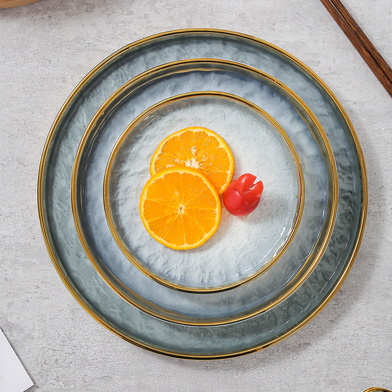 Creativa placa de cerámica de estilo japonés restaurante plato occidental plato de carne plato de desayuno plato doméstico plato de pasta vajilla de oro