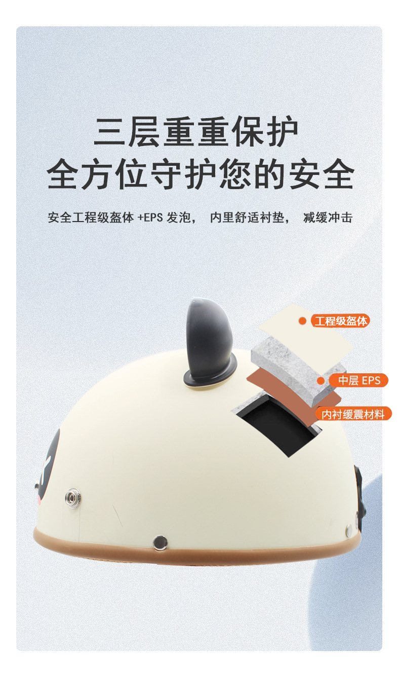 3C certification helmet electric car motorcycle cartoon panda net red half helmet summer four seasons riding men's and women's safety helmet