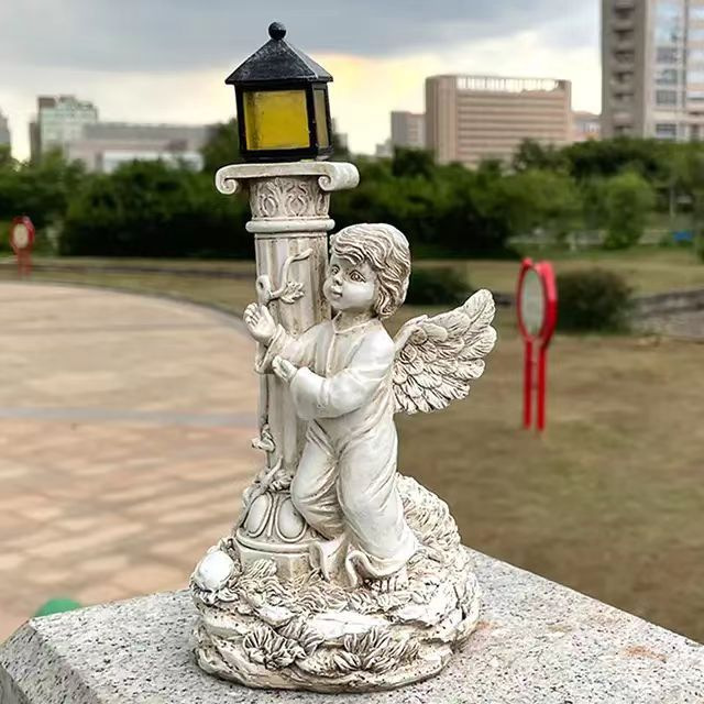  Garden Roman Column Little Angel Ornaments Home Resin New Retro Solar Character Crafts Handmade