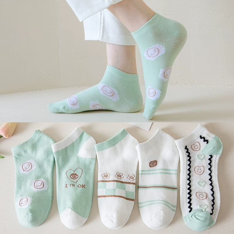 Women's Boat Socks, Cotton Candy Solid & Pattern Patterns, Low-Cut Invisible, Assorted Colors