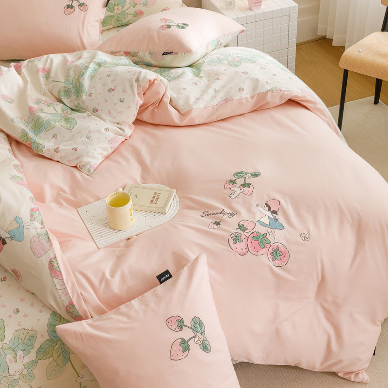 60S de algodón de fibra larga, jacquard de algodón puro, juego de cuatro piezas, sábana de algodón grueso, funda edredón, clase A, textiles para el hogar Nantong