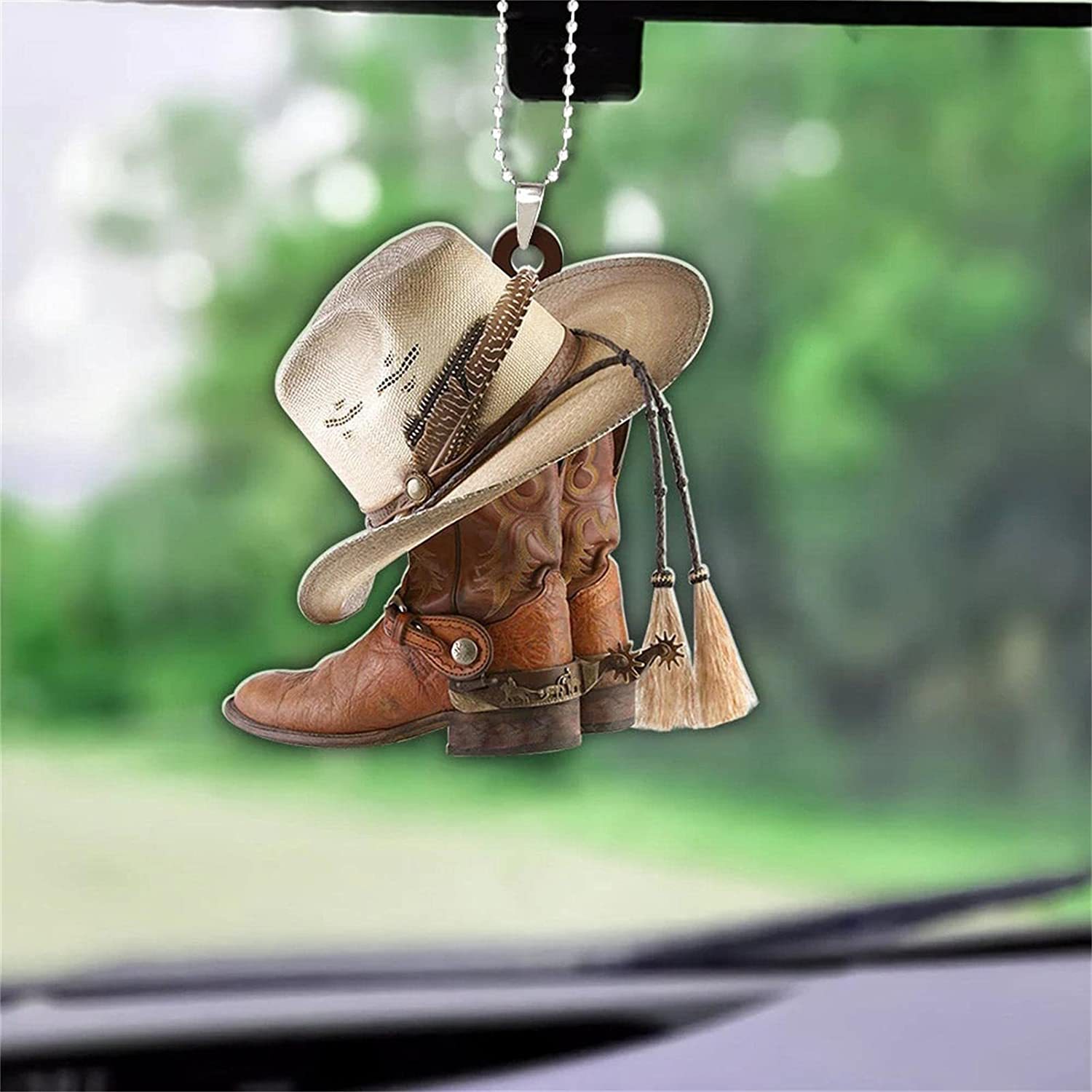 Cowboy Boot Hat Flat Car Ornements Intérieurs De Voiture Fournitures De Design D'intérieur display picture 3