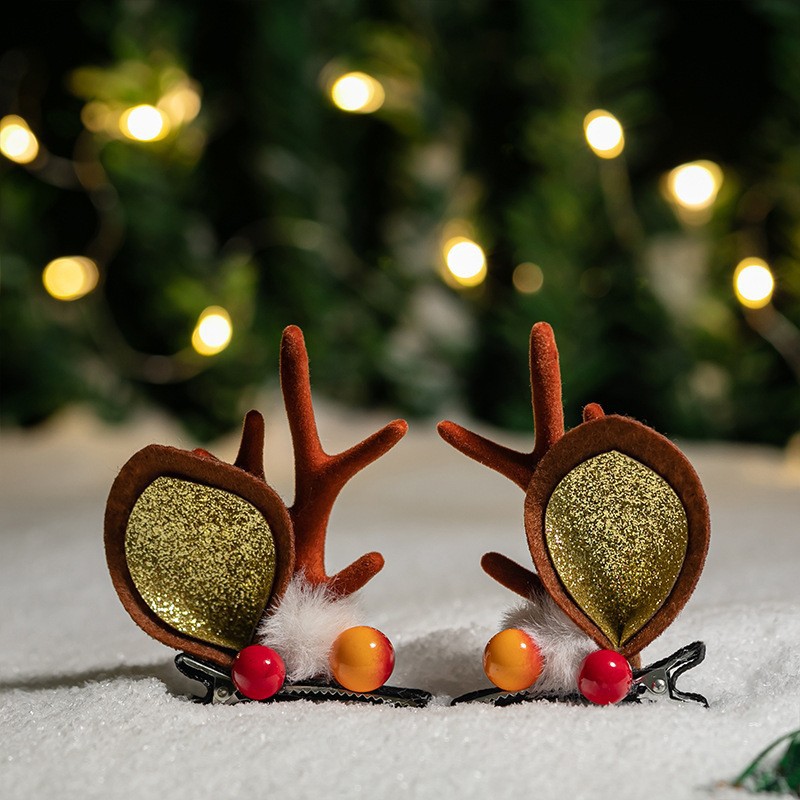 Adorable cabello de Navidad corno de ciervo cinco estrellas cabeza de banda de cabello de Navidad para niños corpos de cabello de decoración accesorios clipes de cabello