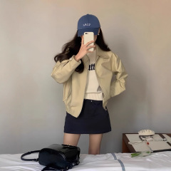 短款工装外套女2025秋季新款高级感小个子休闲宽松翻领棒球服夹克