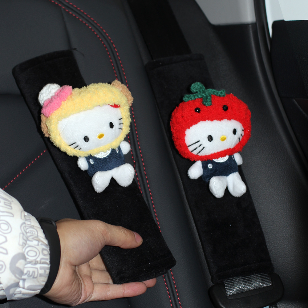 New kitty cat car seat belt shoulder pad plush protective cover anti-collar cute women's car interior decoration