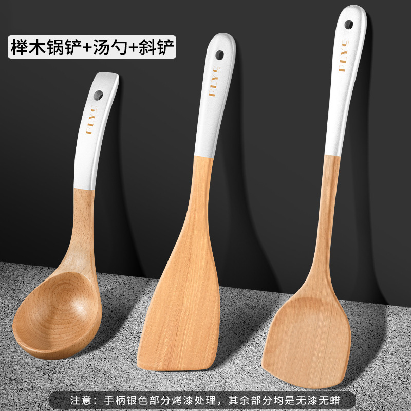 Una gran cantidad de arroz cuchara de arroz casera cuchara de arroz regalo de arroz resistente a altas temperaturas madera no stock silicona