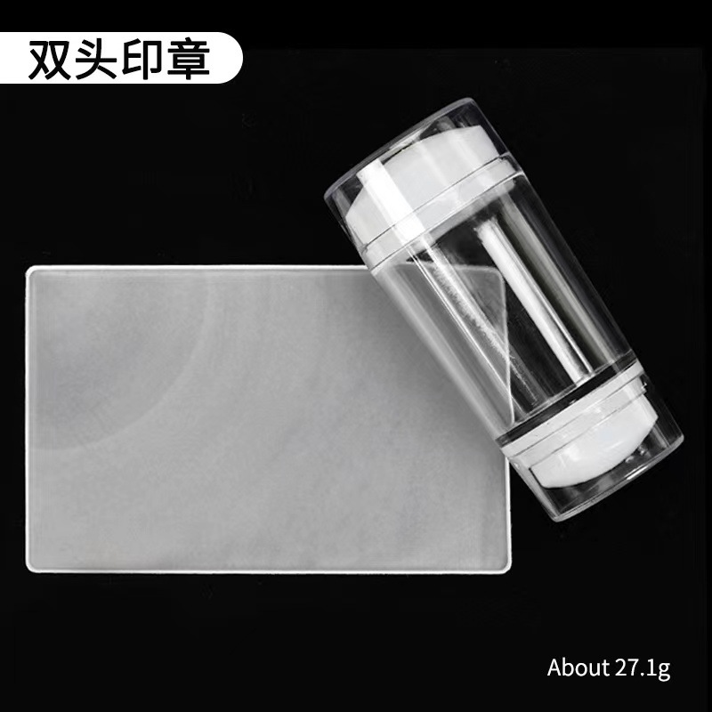 Manicura de uñas francesas sello de silicona de una sola cabeza de doble cabeza con tapa mejorada herramienta de transferencia de cabezal de impresión de silicona blanca lechosa