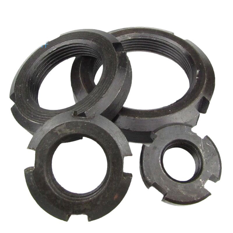 厂家批发碳钢发黑四槽螺母圆螺母GB810/812非标圆螺母45#钢圆螺母