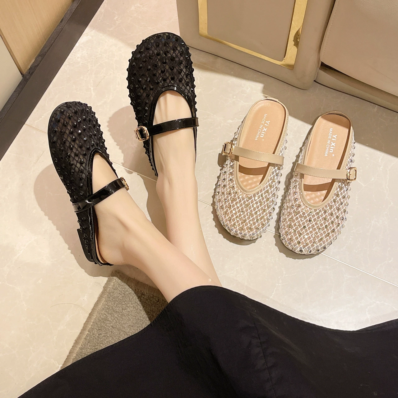 Сланцы, летняя обувь, дышащая сетчатая слайд, стиль Chanel