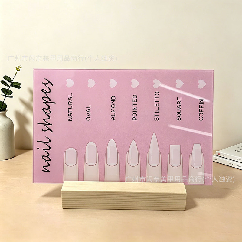 Shine Nail Art Acrylic Finger Shape Pink Display Stand Work Holder Nail Tips Display Storage Tool