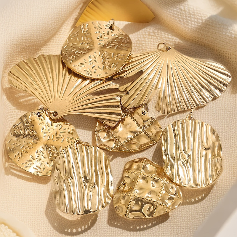 Acero inoxidable 18K oro ligero oro color material diy joyería hojas de flores hechas a mano marcadores colgante colgante