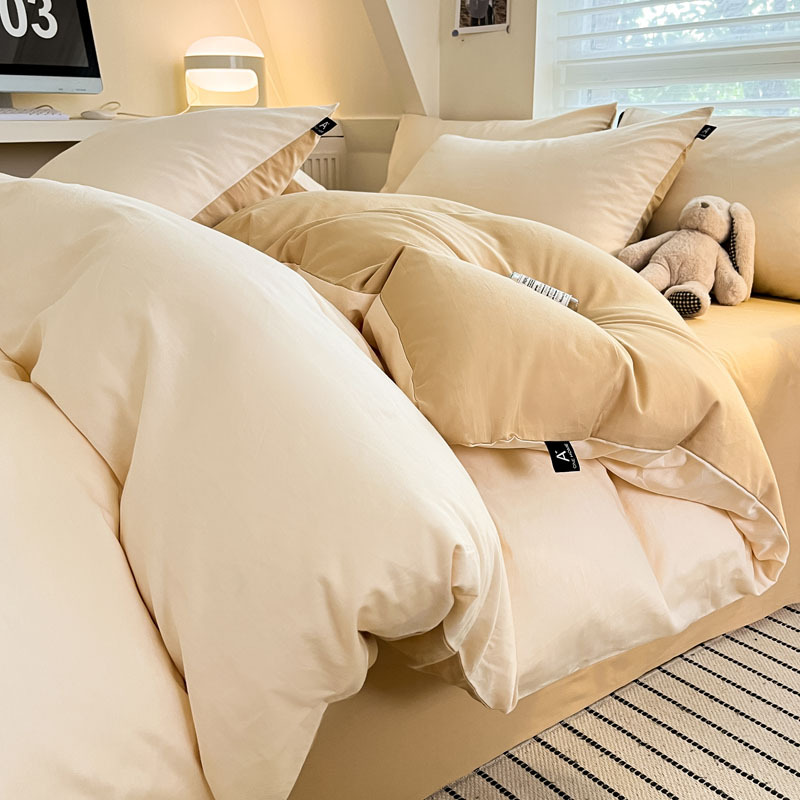 Cama de algodón de clase A para madres y bebés, ropa de cama de cuatro piezas, ropa de cama de color sólido, ropa de cama, dormitorio de estudiantes, tres piezas