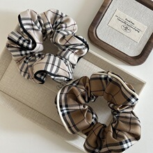 韩系复古学院风格纹大肠发圈减龄格子头绳气质皮筋头花头圈发饰女