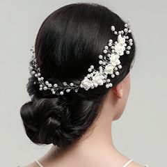 欧米の精巧な手作りの陶磁器のバラの挿し木の花嫁の髪飾りの小さい清新な真珠の花嫁のウェディングドレスのアクセサリー