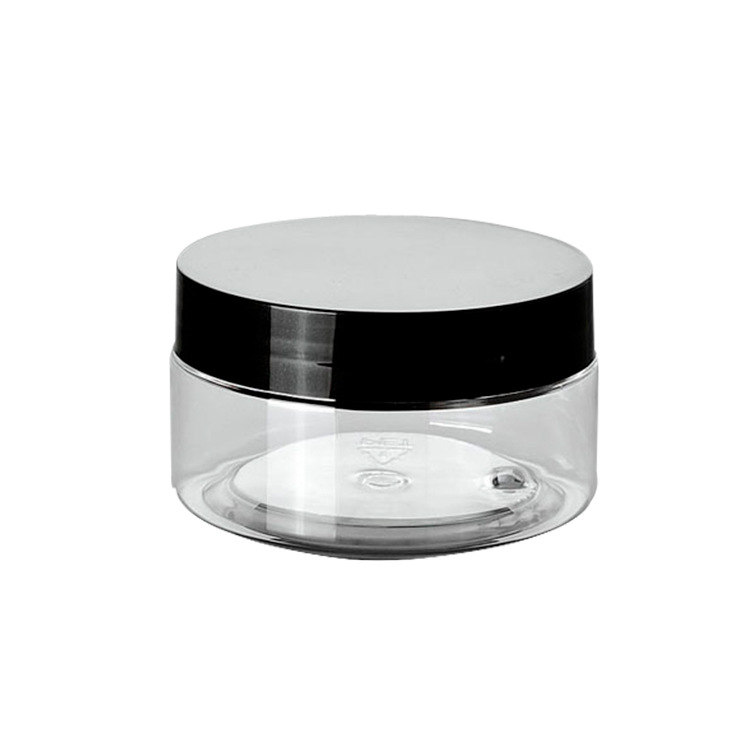 Cosméticos Xumin material de embalaje 100g botella de máscara de PET transparente cubierta blanca botella de crema facial cubierta negra botella de crema frasco de boca ancha