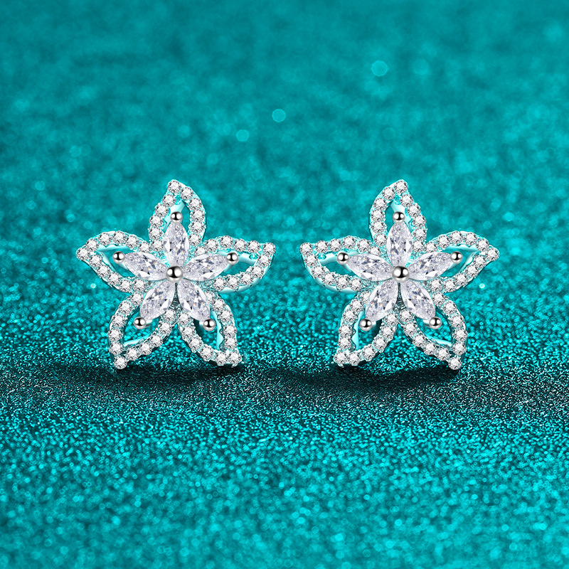 Pendientes de moissanita Xindeyi de color D en plata de ley S925 para mujer, joyería floral dulce para la oreja, exquisitos, frescos, elegantes y_voghion.com