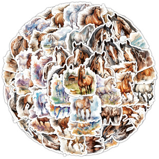 50 national tide feng shui color horse stickers mobile phone cups waterproof scratch-resistant decorative stickers children's hand account stickers wholesale