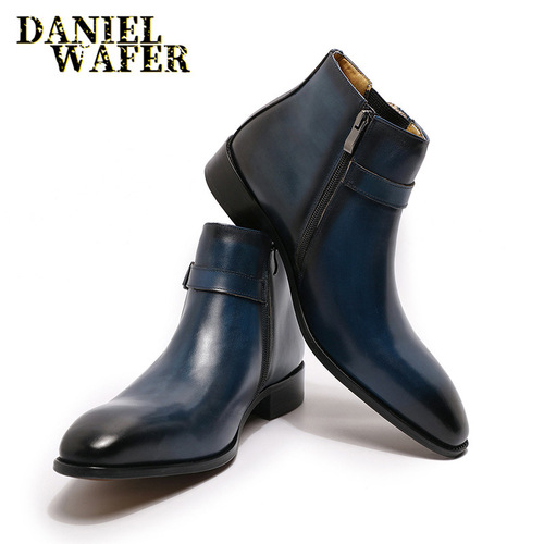 Large size retro European and American Chelsea boots spring men's genuine leather short boots cross-border men's shoes chelsea boots