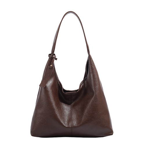 Large-capacity soft leather bag for women 2024 new armpit lazy style tote bag retro class commuter shoulder bag
