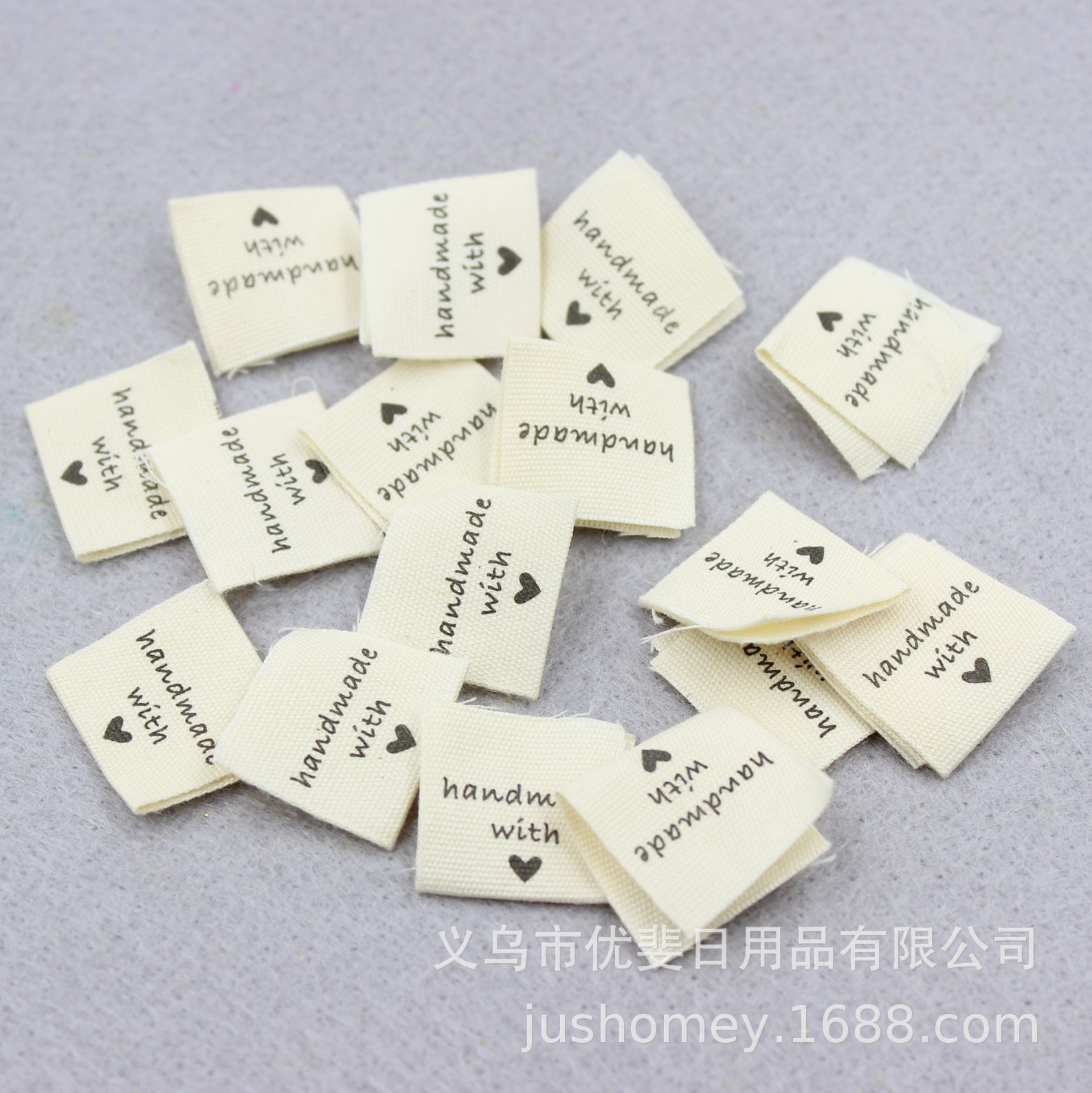 Etiqueta de tela hecha a mano con amor DIY accesorios de ropa hechos a mano etiqueta de tela tejida etiqueta lavada
