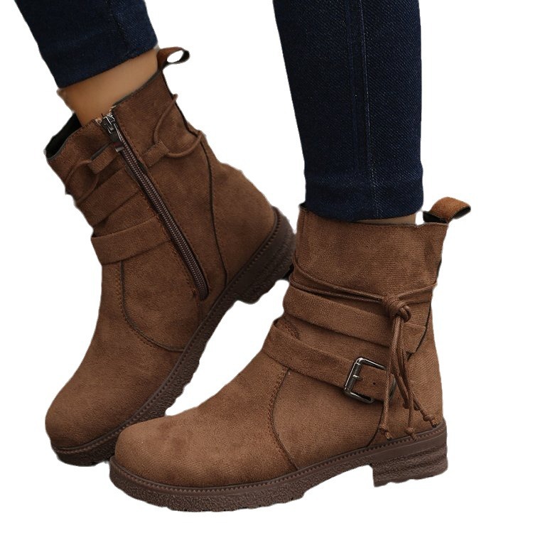 Large size short boots women dress boots autumn and winter new round head retro explosive cotton boots women_voghion.com