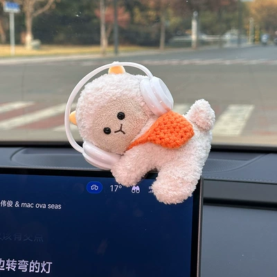 Car ornaments – New Creative Car Ornaments - headphone-crossbody-bag-with-lamb-clip-plush-toy